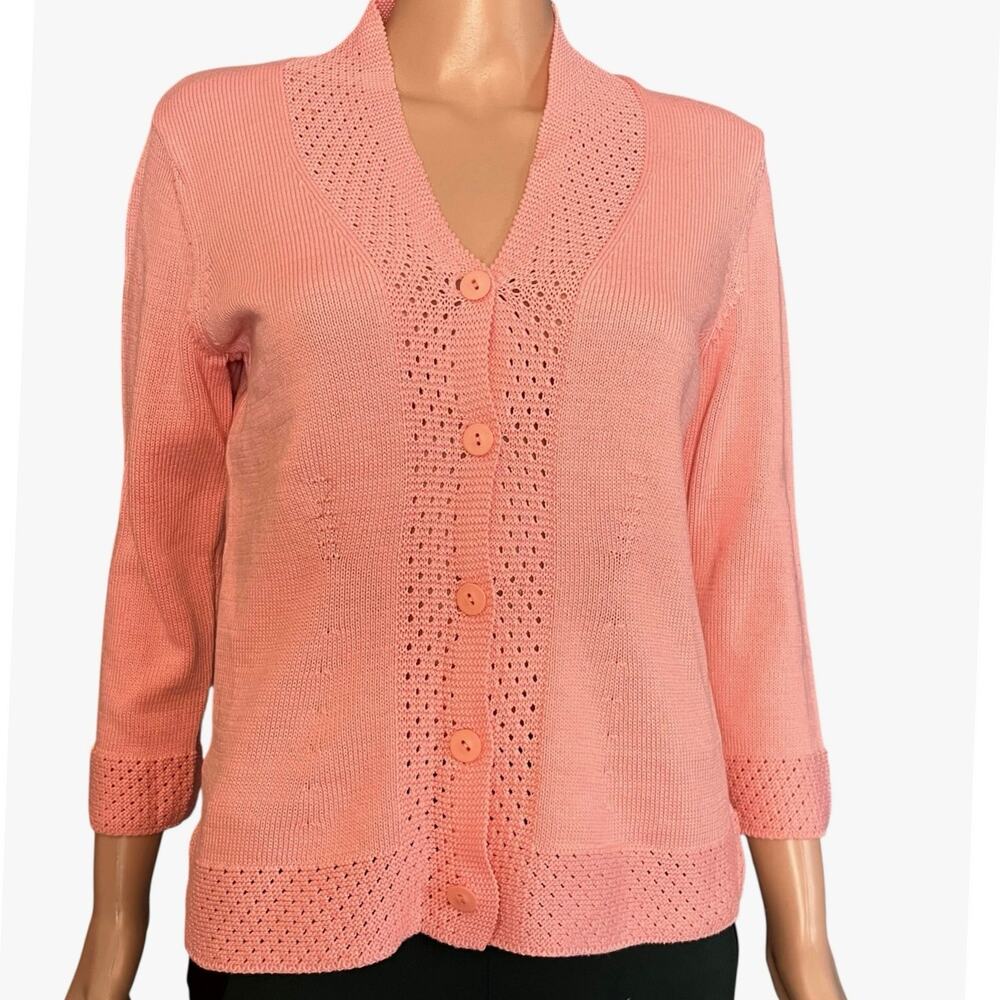 Talbots New With Tags Pink Knit Cardigan Sweater Small Cropped Seed Stitch